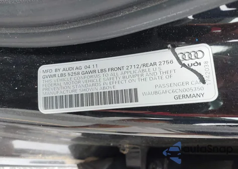 2012 Audi A6 3.0 Premium z USA, uszkodzony, nr VIN WAUBGAFC6CN005350